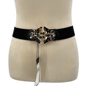 BCBGMaxazria NWT Gold butterfly Gemstone Elastic Stretch High Waist Fashion Belt